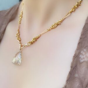 «WONDERLAND» Semi-Fine Chain Necklace & Earrings Set With Jewellery Glass Pendants - Image 3