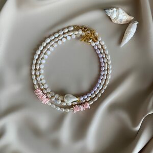 ⠀«DION» - Semi-Fine Luxury Pearl & Natural Stone Choker Necklace With Baroque Pearl - Image 6