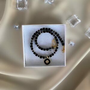 BLACK CLOVER - Semi-Fine Luxury Natural Black Agate Stone Trendy Necklace - Image 4
