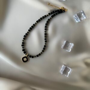 BLACK CLOVER - Semi-Fine Luxury Natural Black Agate Stone Trendy Necklace - Image 3