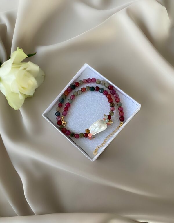 «NATALY» Semi-Fine Natural Stone & Baroque Pearl Necklace