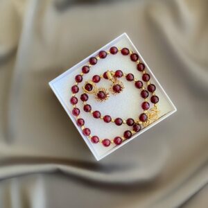 «SCARLET» Semi-Fine Natural Stone Necklace And Earrings Jewelry Set - Image 5
