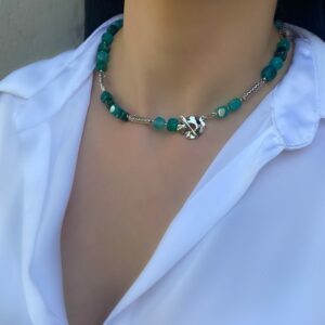 «BLUE CANDY» Semi-Fine Natural Stone Choker Necklace And Earrings Jewellery Set - Image 2