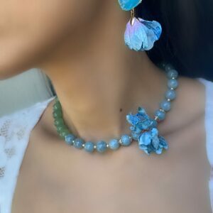 «PETITE FLORAL» Semi-Fine Natural Stone Luxury Necklace And Earrings Jewellery Set⠀ - Image 2