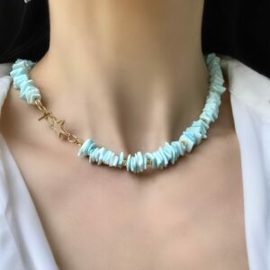 «Del Mar» Semi-Fine Blue Choker Necklace - Image 2