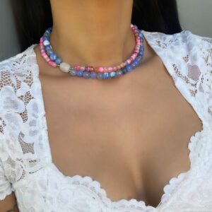 «ANNE» Semi-Fine Natural Agate Necklace & Earrings Jewellery Set - Image 5