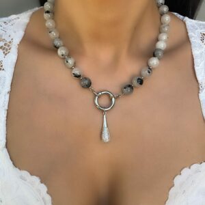 «BOHEMIA» Luxury Semi-Fine Natural Stone Necklace & Earrings Jewellery Set - Image 2