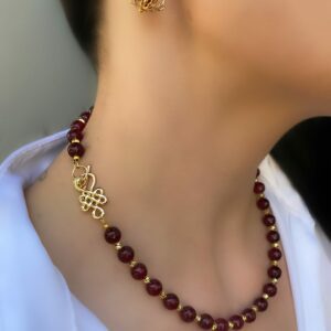 «SCARLET» Semi-Fine Natural Stone Necklace And Earrings Jewelry Set - Image 8