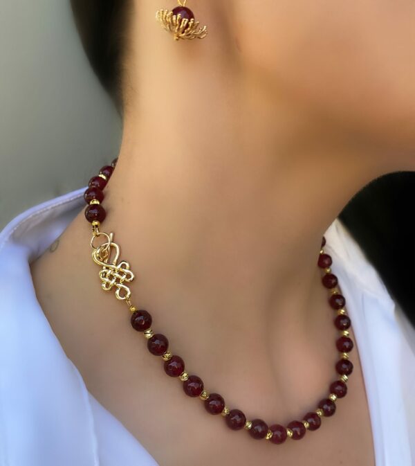 «SCARLET» Semi-Fine Natural Stone Necklace And Earrings Jewelry Set