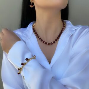 «SCARLET» Semi-Fine Natural Stone Necklace And Earrings Jewelry Set - Image 6
