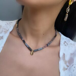 AUTUMN - Semi-Fine Natural Stone Necklace & Earrings Jewellery Set - Image 3