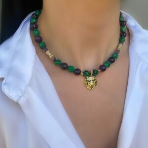 «IN THE JUNGLE» Semi-Fine Natural Stone Necklace And Earrings Jewellery Set⠀ - Image 5