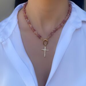 «TAKE.ME.TO.CHURCH» Semi-Fine Natural Stone Necklace And Earrings Jewellery Set⠀ - Image 2