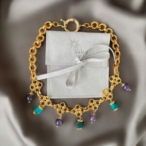 «SAMBA» Semi-fine Chain Choker Necklace With Natural Stones & Earrings Jewellery Set - Image 3
