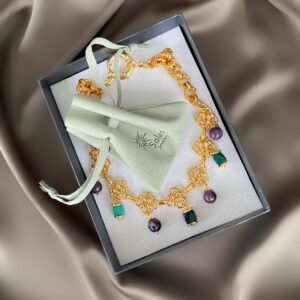 «SAMBA» Semi-fine Chain Choker Necklace With Natural Stones & Earrings Jewellery Set - Image 6