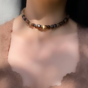«HAZEY» Semi-Fine Choker Natural Stone Necklace and Earrings Jewellery Set⠀ - Image 3