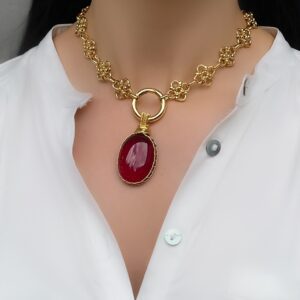 «ROSSO» Semi-Fine Luxury Chain Necklace And Earrings Set - Image 3