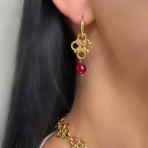 «ROSSO» Semi-Fine Luxury Chain Necklace And Earrings Set - Image 2