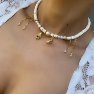⠀«OCEANE» Semi-Fine Natural Shell Necklace & Earrings Jewellery Set⠀ - Image 7
