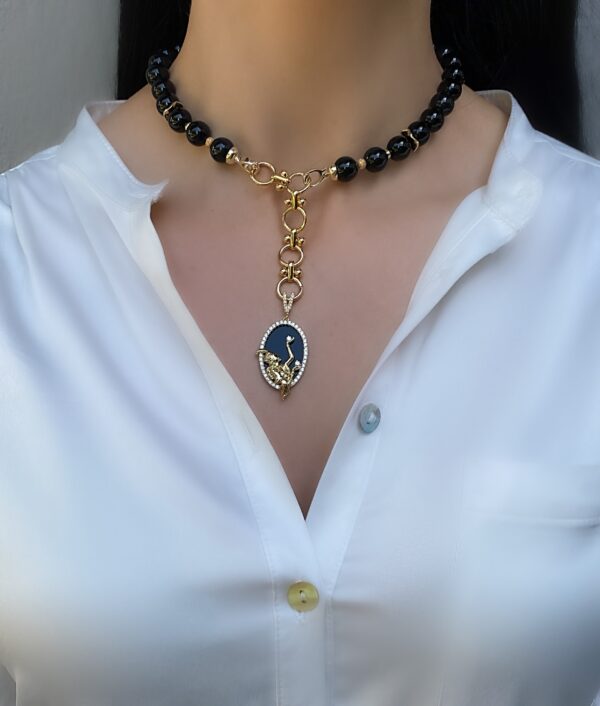 «ROMAN» Luxury Natural Stone Necklace-Tie And Earrings Jewellery Set With Swarovski Crystals