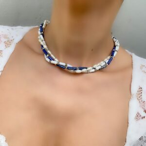 «EDITA» Semi-Fine Natural Stone Luxury Necklace & Earrings Jewellery Set - Image 2