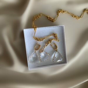 «WONDERLAND» Semi-Fine Chain Necklace & Earrings Set With Jewellery Glass Pendants - Image 2