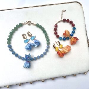 «PETITE FLORAL» Semi-Fine Natural Stone Luxury Necklace And Earrings Jewellery Set⠀ - Image 7