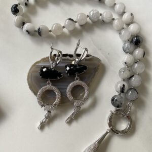 «BOHEMIA» Luxury Semi-Fine Natural Stone Necklace & Earrings Jewellery Set - Image 4