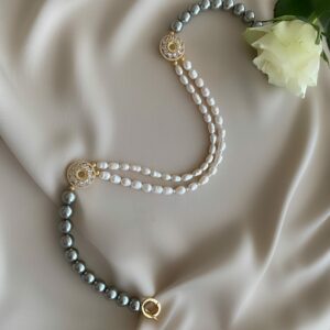 «PERSEPHONE» - Semi-Fine Natural Pearl Necklace And Earrings Jewellery Set⠀ - Image 4