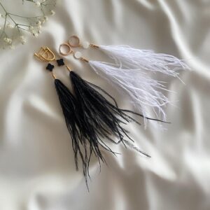 «ANGELICO» Semi-Fine Beautiful Feather Earrings White ⠀ - Image 3