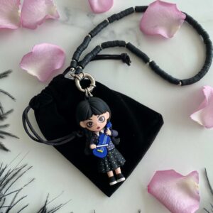 «WEDNESDAY ADDAMS» Exquisite Teens Necklace With Trendy Pendant - Blue Violin 1 - Image 3
