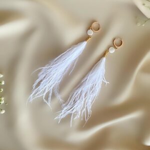«ANGELICO» Semi-Fine Beautiful Feather Earrings White ⠀ - Image 4