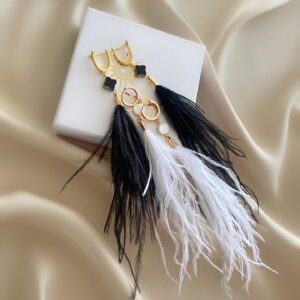 «ANGELICO» Semi-Fine Beautiful Feather Earrings White ⠀ - Image 5