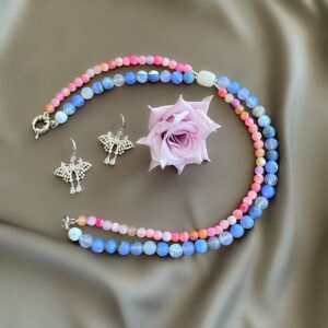 «ANNE» Semi-Fine Natural Agate Necklace & Earrings Jewellery Set - Image 6