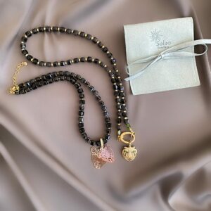 «TARA» Semi-Fine Jewellery Glass Necklace With Trendy Pendant - Image 4