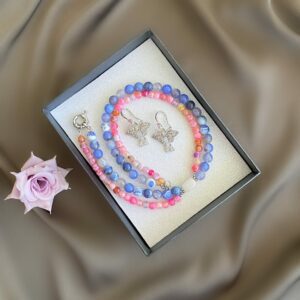 «ANNE» Semi-Fine Natural Agate Necklace & Earrings Jewellery Set - Image 7