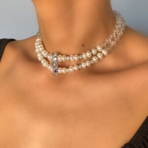 «BREAKFAST AT TIFFANY'S» Semi-Fine Natural Stone & Pearl Luxury Necklace ⠀ - Image 2