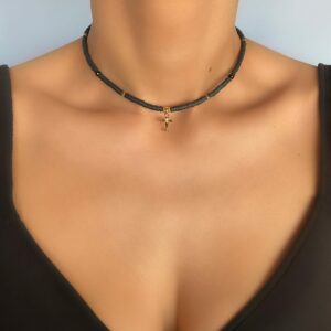 «COME FLY WITH ME» Trendy Resin Necklace-Choker With Small Airplane Charm - Image 2