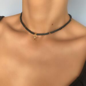 «COME FLY WITH ME» Trendy Resin Necklace-Choker With Small Airplane Charm - Image 3