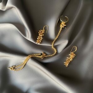 «KOURTNEY» Trendy Chain Sizeless Ring-Bracelet & Earrings Jewellery Set⠀ - Image 2