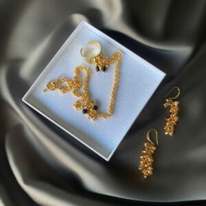 «KOURTNEY» Trendy Chain Sizeless Ring-Bracelet & Earrings Jewellery Set⠀ - Image 5