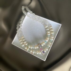 «BREAKFAST AT TIFFANY'S» Semi-Fine Natural Stone & Pearl Luxury Necklace ⠀ - Image 4