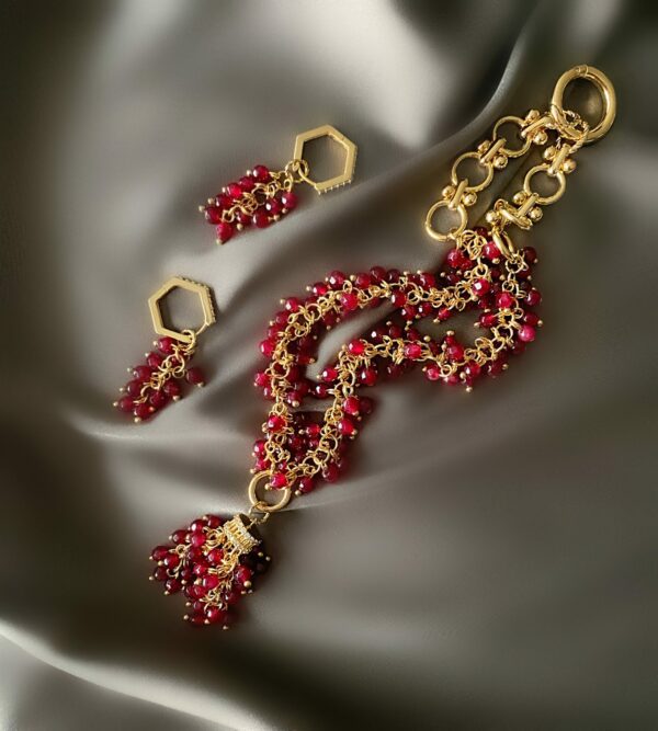 «ISABELLA» Luxury Natural Stone Necklace-Sautoir Earrings Jewellery Set ⠀