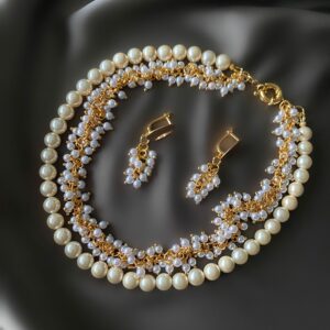 «COCO» Semi-Fine Beautiful Beaded Necklace & Earrings Jewellery Set - Image 2