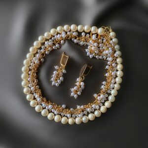 «COCO» Semi-Fine Beautiful Beaded Necklace & Earrings Jewellery Set - Image 4