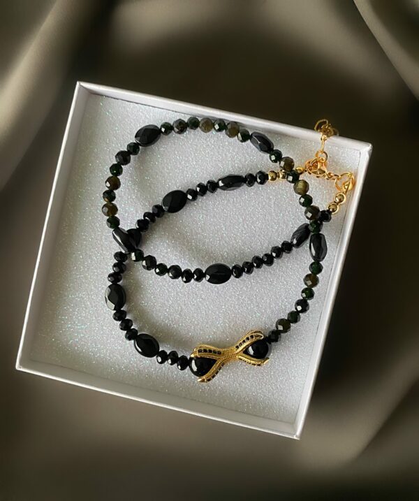 «AALIYAH»Natural Black Tourmaline Stones & Crystals Luxury Trendy Necklace