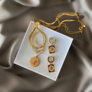 «THE QUEEN» Trendy Stainless-Steel Necklace & Earrings Jewellery Set - Image 2