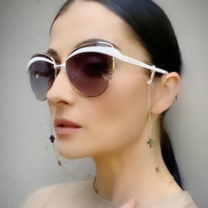 HELGA Sunglasses / Glasses Luxury Holding Chain with Hematite Crosses - Image 2