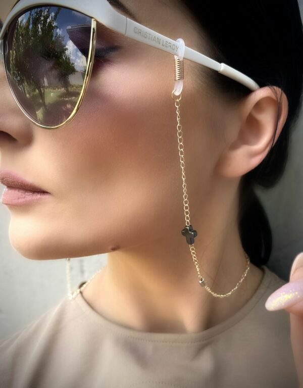 HELGA Sunglasses / Glasses Luxury Holding Chain with Hematite Crosses