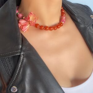 «PETITE FLORAL» Semi-Fine Natural Agate Stone Luxury Necklace & Earrings Jewellery Set⠀ - Image 2